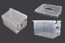 Κουτί αποθήκευσης 425x295x250 mm πλαστικό, διάφανο με χερούλι και κλείσιμο ασφαλείας Κουτί αποθήκευσης 425x295x250 mm πλαστικό, διάφανο με χερούλι και κλείσιμο ασφαλείας