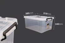 Κουτί αποθήκευσης 510x385x240 mm πλαστικό, διάφανο με χερούλι και κλείσιμο ασφαλείας Κουτί αποθήκευσης 510x385x240 mm πλαστικό, διάφανο με χερούλι και κλείσιμο ασφαλείας