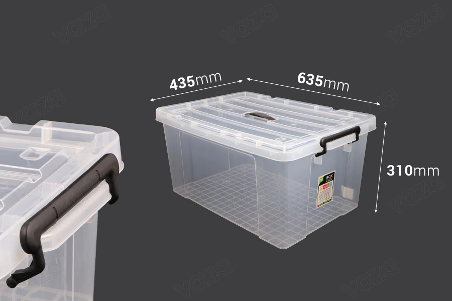 Κουτί αποθήκευσης 635x435x310 mm πλαστικό, διάφανο με χερούλι και κλείσιμο ασφαλείας-εικόνα_διαστάσεις