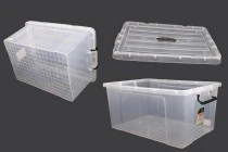 Κουτί αποθήκευσης 635x435x310 mm πλαστικό, διάφανο με χερούλι και κλείσιμο ασφαλείας Κουτί αποθήκευσης 635x435x310 mm πλαστικό, διάφανο με χερούλι και κλείσιμο ασφαλείας