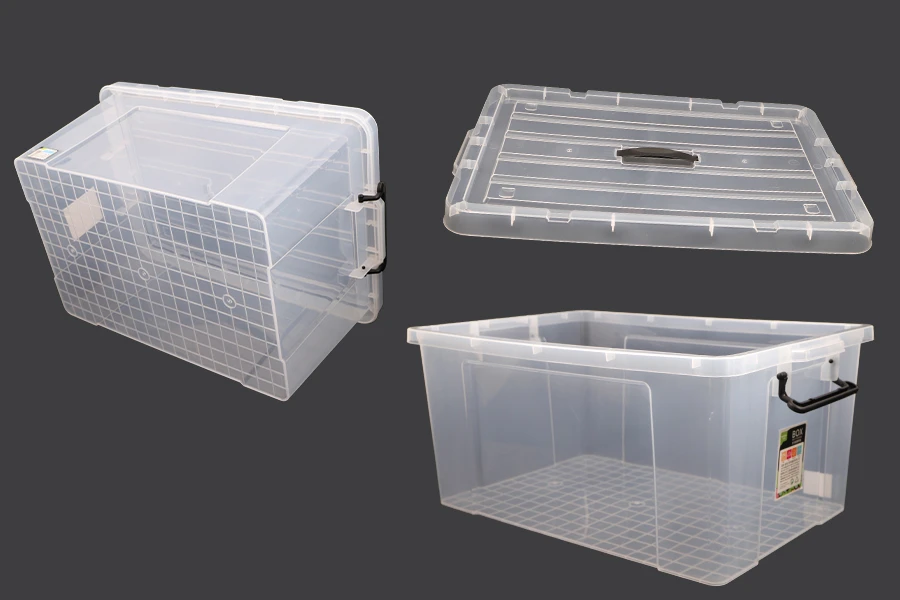 Κουτί αποθήκευσης 635x435x310 mm πλαστικό, διάφανο με χερούλι και κλείσιμο ασφαλείας Κουτί αποθήκευσης 635x435x310 mm πλαστικό, διάφανο με χερούλι και κλείσιμο ασφαλείας