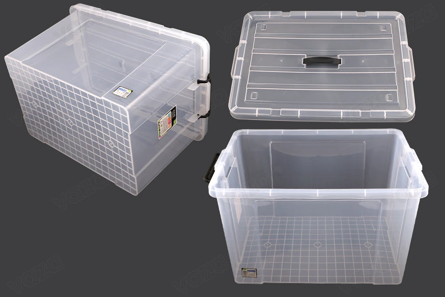 Κουτί αποθήκευσης 640x430x400 mm πλαστικό, διάφανο με χερούλι και κλείσιμο ασφαλείας Κουτί αποθήκευσης 640x430x400 mm πλαστικό, διάφανο με χερούλι και κλείσιμο ασφαλείας-εικόνα_σύνθεση