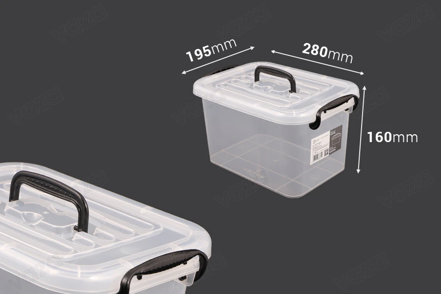 Κουτί αποθήκευσης 280x195x160 mm πλαστικό, ημιδιάφανο με χερούλι και κλείσιμο ασφαλείας-εικόνα_διαστάσεις