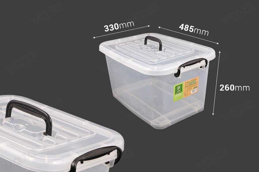 Κουτί αποθήκευσης 485x330x260 mm πλαστικό, ημιδιάφανο με χερούλι, ρόδες και κλείσιμο ασφαλείας Κουτί αποθήκευσης 485x330x260 mm πλαστικό, ημιδιάφανο με χερούλι, ρόδες και κλείσιμο ασφαλείας-εικόνα_διαστάσεις