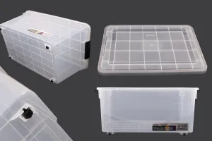 Boîte de rangement aux dimensions 520 x 380 x 260 mm en plastique transparent avec fermeture de sécurité-3