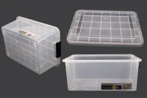 Boîte de rangement aux dimensions 460 x 330 x 200 mm en plastique transparent avec fermeture de sécurité-3