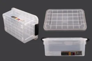 Boîte de rangement aux dimensions 400 x 270 x 170 mm en plastique transparent avec fermeture de sécurité-3