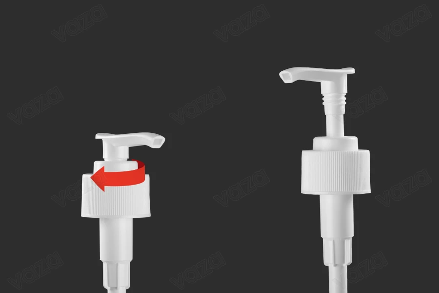 Pompë plastike 28/410 për krem ose shampo, në ngjyrë të bardhë me mekanizëm sigurie -imazh_produkt