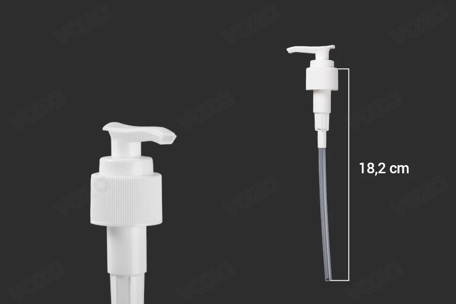 Pompa in plastica 24/410 bianca con sicurezza per shampoo, crema o lozione. Pompa in plastica 24/410 bianca con sicurezza per shampoo, crema o lozione.-dimensioni_immagine