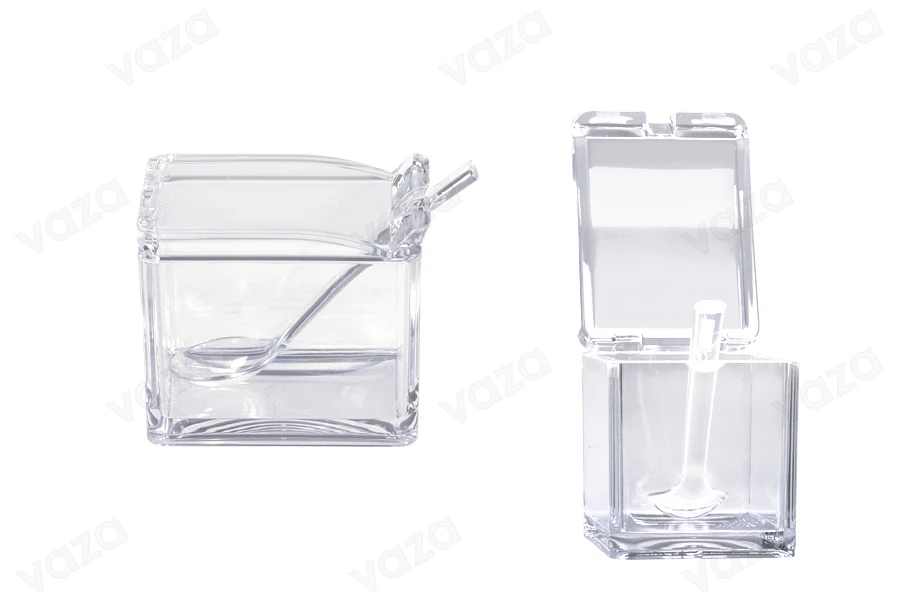 Acryl Schachtel 81x57x70 mm transparent mit Löffel (112mm) für Süßigkeiten und Gewürze-bildgruppe