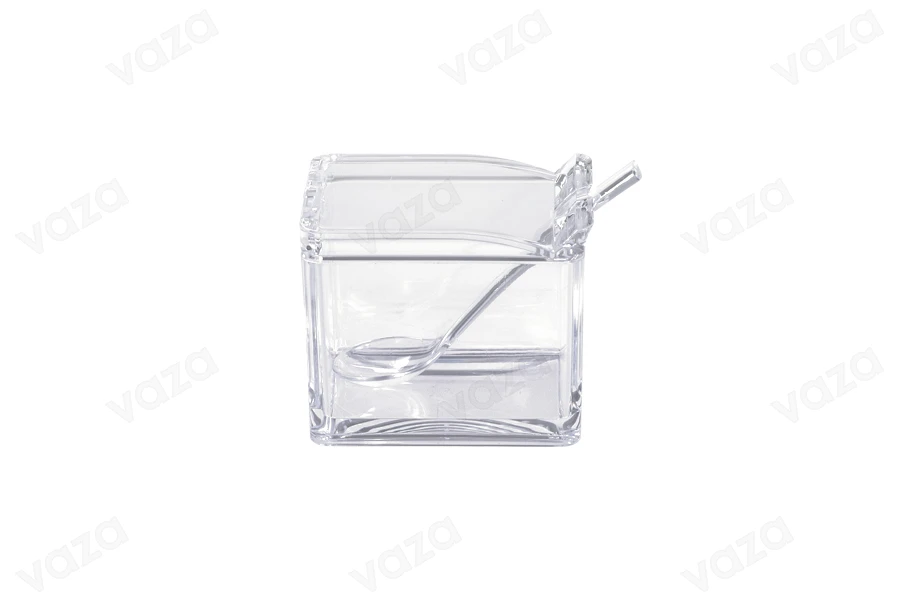 Acryl Schachtel 81x57x70 mm transparent mit Löffel (112mm) für Süßigkeiten und Gewürze-produktbild