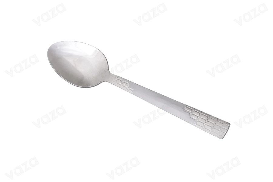 Cuillères à thé en acier inoxydable de 105 mm avec un motif en relief - 12 pcs-photo_produit