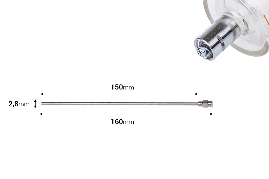 Aiguille de 160mm pour seringues à embout métallique