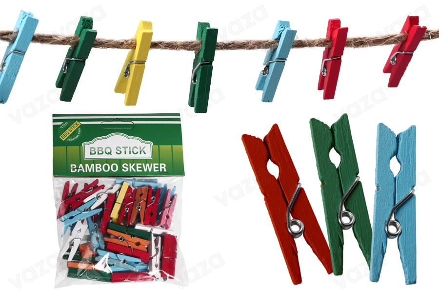 Kapëse druri 2,5 cm në ngjyra të ndryshme - 40 copë/pako-imazh_produkt