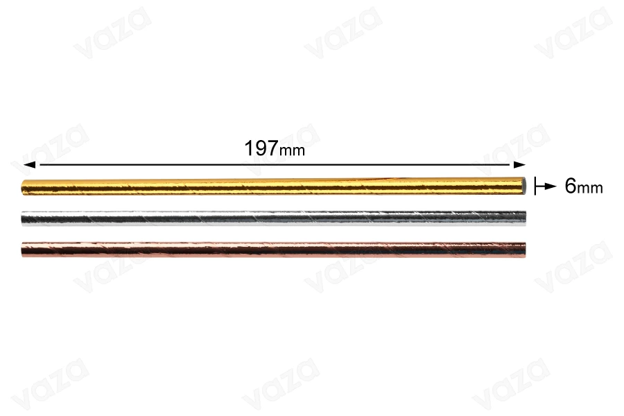 Paglie di carta 197x6 mm ecologico nei colori metallici - 25 pezzi-