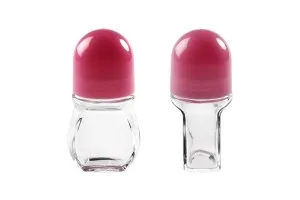 Flacon roll-on en verre de 50 ml avec bouchon en plastique rose-5