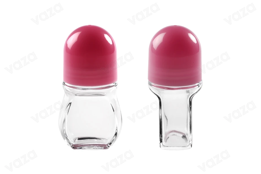 50ml glass roll-on bottle with pink plastic cap 50ml glass roll-on bottle with pink plastic cap-image_group