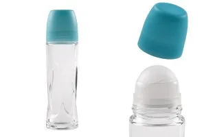 Roll-on Glasflasche 70ml mit blauem Deckel-1