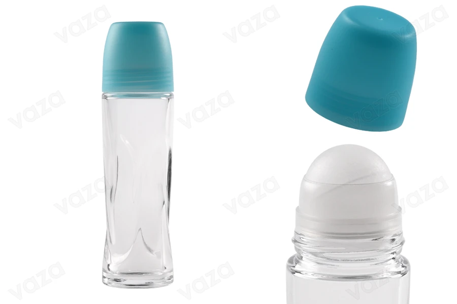 Roll-on μπουκαλάκι γυάλινο 70 ml με γαλάζιο πλαστικό καπάκι-εικόνα_προϊοντική