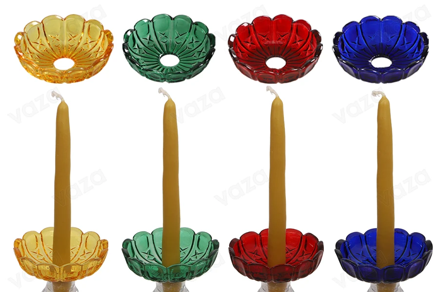 Glass candle holders with centrally drilled holes (26mm) for candlesticks and chandeliers, available in many colors-image_dimensions