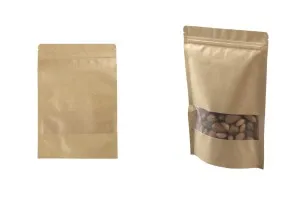 Doy Pack Basteltaschen mit Reiß-Verschluss und Fenster, transparenter Innen- und Außenverkleidung und Versiegelung mit Heißsiegelung 180x40x260 mm - 100 Stk