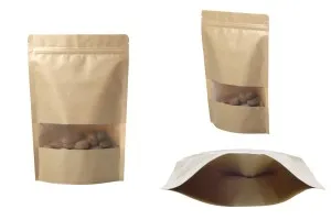 Basteltaschen vom Typ Doy Pack mit Reißverschl-Verschluss und Fenster, transparenter Innen- und Außenverkleidung und Versiegelungsfunktion mit 200x50x295 mm Heißsiegelung - 100 Stk-4