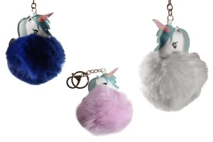 Porte-clé en peluche en forme de licorne-1