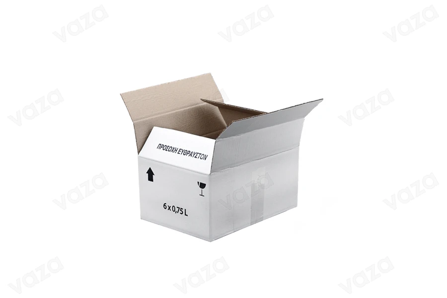 Karton 32x24x17 weiß 3-Blatt, für 6 Flaschen 700 ml oder 750ml - 25 Stück Karton 32x24x17 weiß 3-Blatt, für 6 Flaschen 700 ml oder 750ml - 25 Stück-εικόνα_προϊοντική