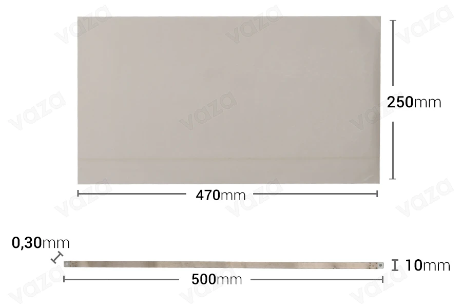 Spare cloth 470x250 mm and wire 500x10 mm for heat-sealing machine Spare cloth 470x250 mm and wire 500x10 mm for heat-sealing machine-image_dimensions