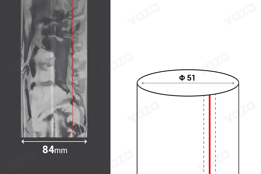 Καψύλιο θερμοσυρρικνούμενο πλάτος 84 mm με εγκοπή - σε τρεχούμενο μέτρο (Φ 51) Καψύλιο θερμοσυρρικνούμενο πλάτος 84 mm με εγκοπή - σε τρεχούμενο μέτρο (Φ 51)-εικόνα_διαστάσεις