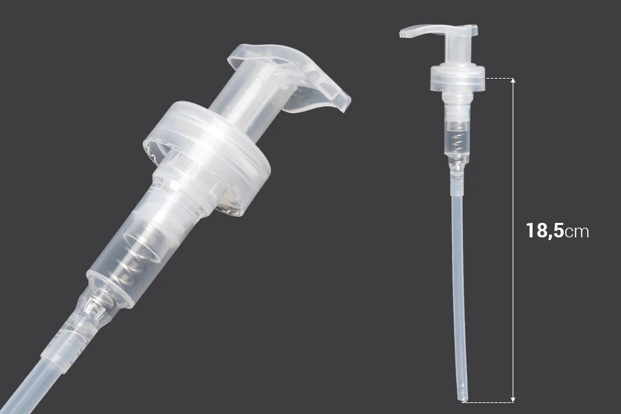 Plastic clear pump 28/400 with safety for shampoo or cream Plastic clear pump 28/400 with safety for shampoo or cream