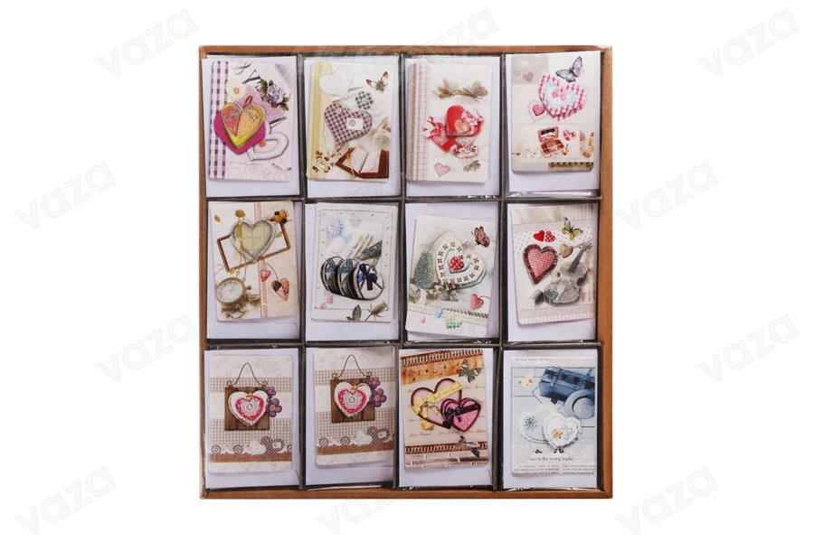 Greeting cards with heart prints in many designs - available in a package with 120 pcs-image_group