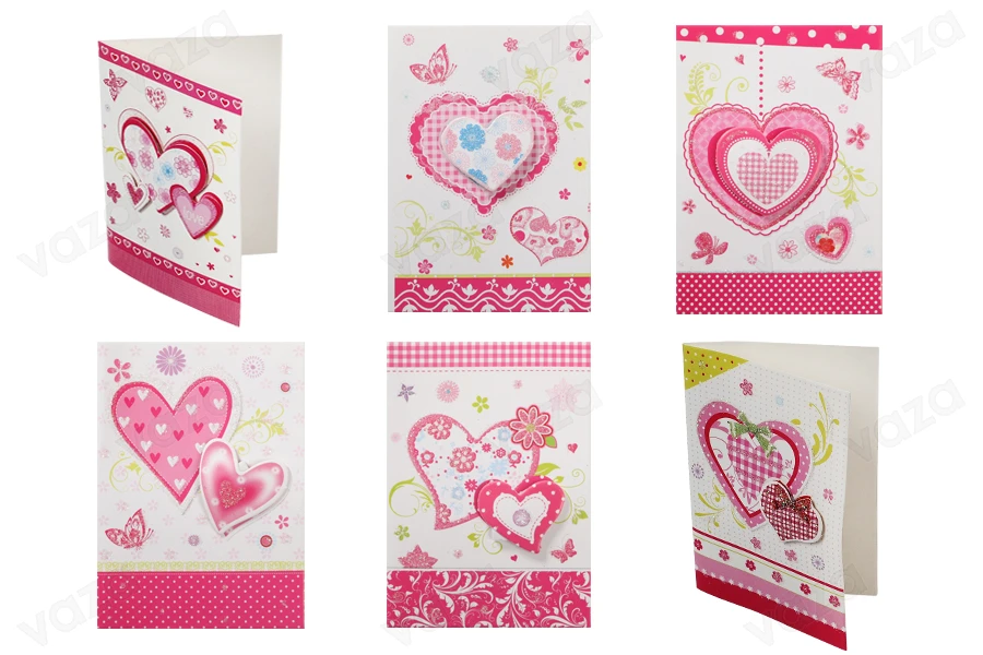 Cartes de vœux avec motif de cœur - 120 pcs (différents motifs)-photo_dimensions