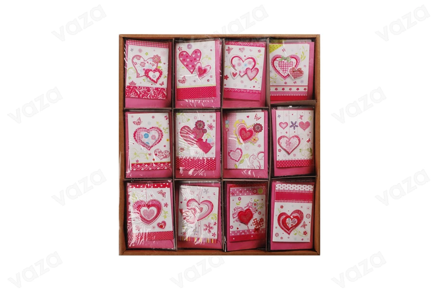 Cartes de vœux avec motif de cœur - 120 pcs (différents motifs)-photo_groupe