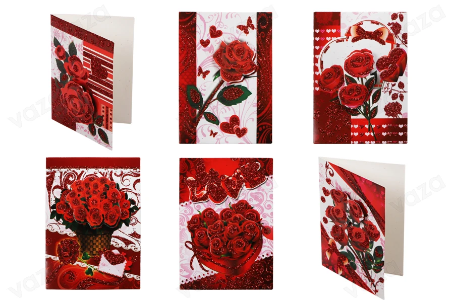 Cartes de vœux avec roses - 120 pcs (différents modèles)-photo_dimensions