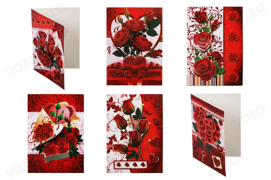 Cartes de vœux avec roses - 120 pcs (différents modèles)-