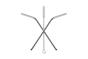 Metallic straws, eco-friendly 240mm stainless steel with cleaning brush (5 + 1 pcs)-2