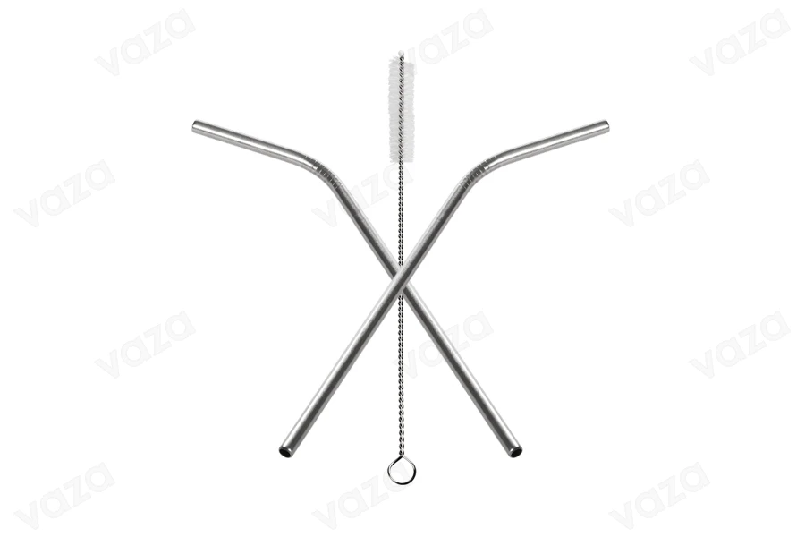 Pipëza metalike ekologjike prej çeliku inox 265 mm, me furçë pastrimi (5+1 copë)-imazh_dimensione