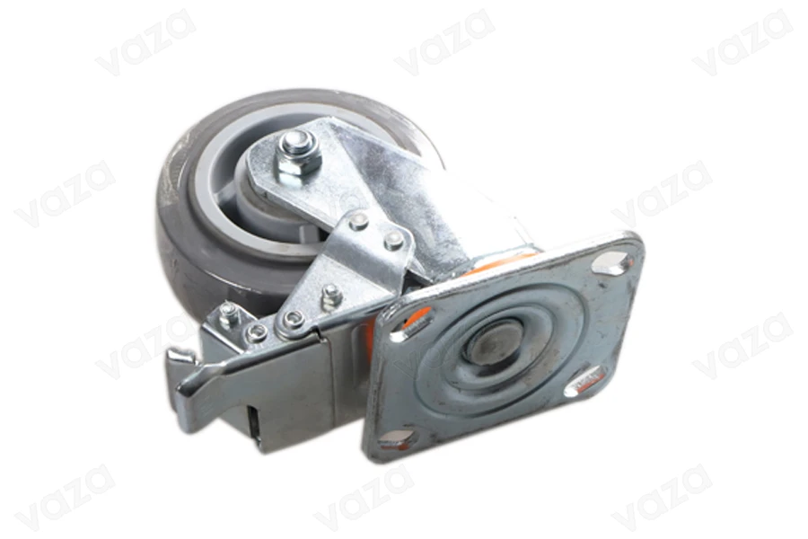Roulette pivotante grise pour chariot avec frein (5 inches) Roulette pivotante grise pour chariot avec frein (5 inches)-photo_dimensions