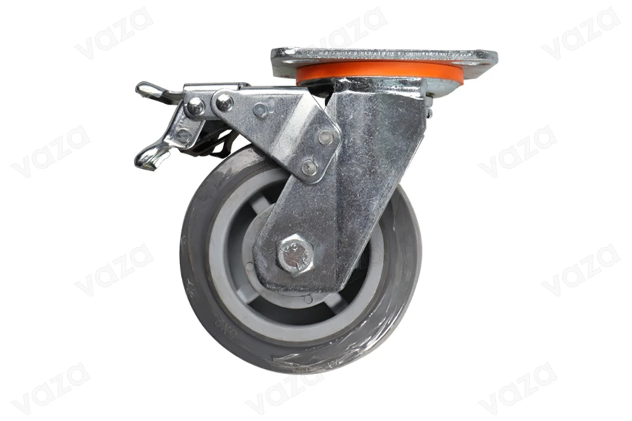 Roulette pivotante grise pour chariot avec frein (5 inches) Roulette pivotante grise pour chariot avec frein (5 inches)-photo_produit