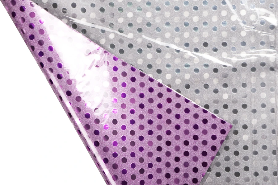 Metallic polka dots cellophane wrapping sheets in size 50x70cm in many colors - available in a package with 20 pcs