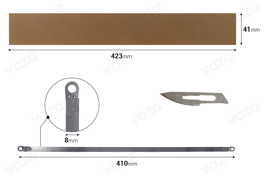 Ersatztuch 423 x 41 mm, Draht 410 x 8 mm und Klinge für Hand-Heißschmelzgerät mit Schneider-produktbild