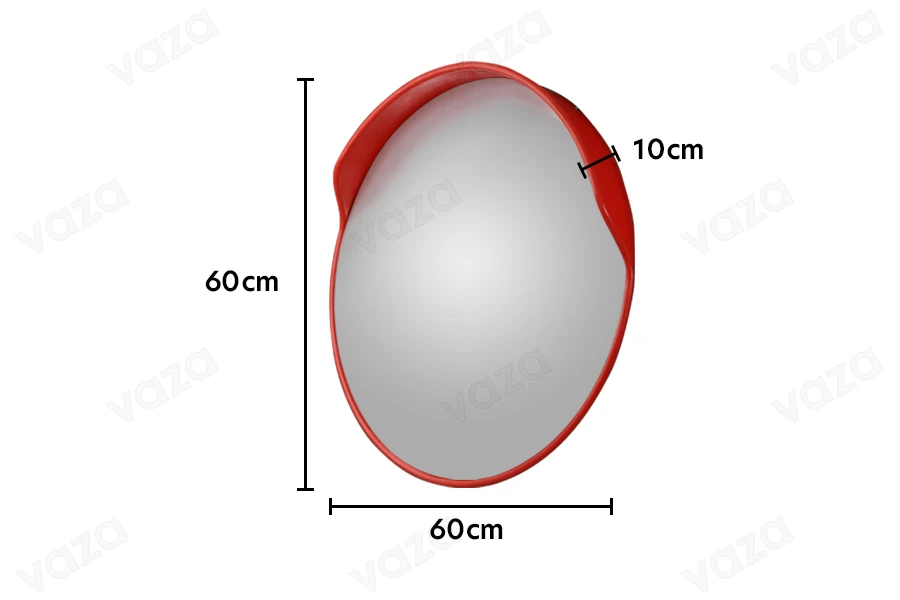 Gebogener Sicherheitsspiegel mit Stangenfuß und 60 cm Durchmesser Gebogener Sicherheitsspiegel mit Stangenfuß und 60 cm Durchmesser-εικόνα_διαστάσεις