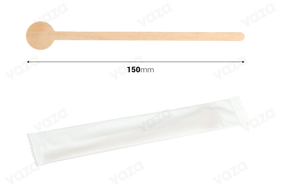 Wooden stirrer 150 mm in individual paper package - package of 100 pcs-image_dimensions