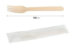 155 mm Holzgabeln in Papiereinzelverpackung - 100 Stk-2