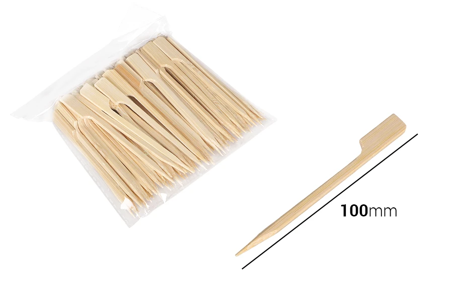 Bâtons - pailles en bambou 100 mm avec poignée pour la restauration et les gourmandises - 100 pièces Bâtons - pailles en bambou 100 mm avec poignée pour la restauration et les gourmandises - 100 pièces