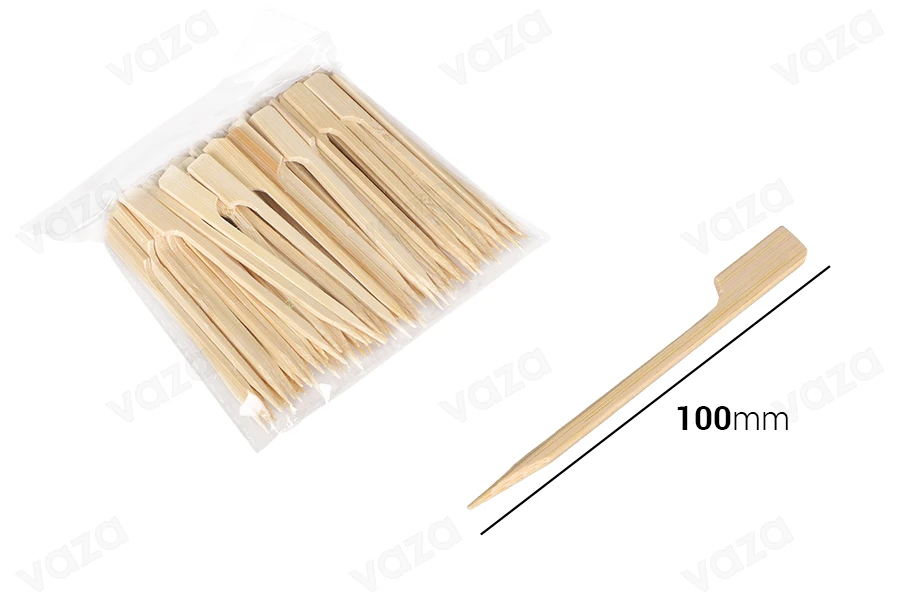 Ξυλάκια - καλαμάκια bamboo 100 mm με λαβή για catering και εδέσματα - 100 τμχ-εικόνα_διαστάσεις