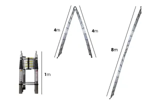 Échelle télescopique pliante en aluminium de 8 m (4 + 4)-2