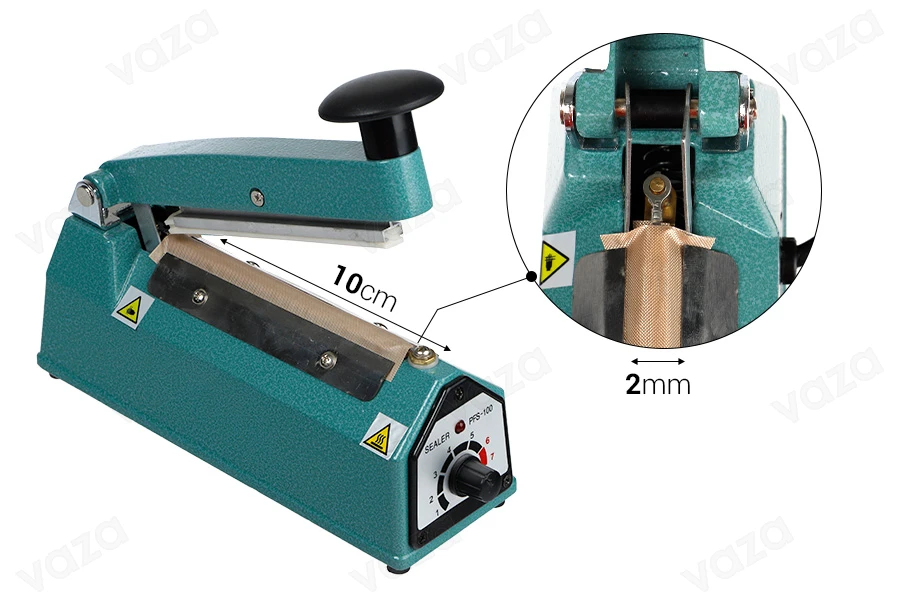 Tabletop hand held heat sealer with 10 cm seal length and 2 mm seal width and safety system-εικόνα_διαστάσεις