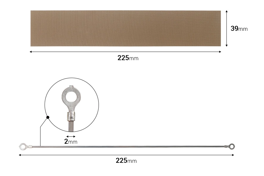 Tissu de rechange 225x39 mm et fil 225 x 2 mm pour soudeuse manuelle Tissu de rechange 225x39 mm et fil 225 x 2 mm pour soudeuse manuelle